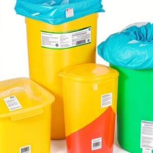 yellow waste bin in hospital