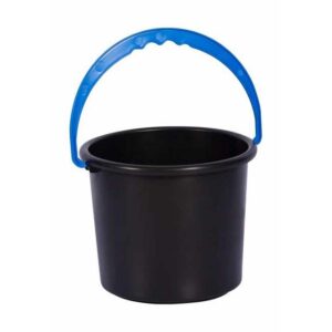 Plastic Bucket No Lid - Black Body - Assorted Colour Handless - 9L - Pack of 30