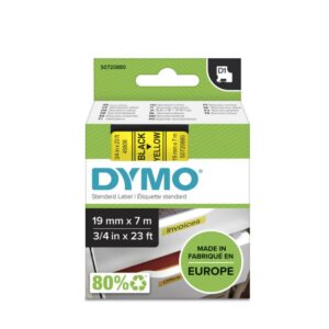Dymo D1 Tape, 19mm x 7m Black on Yellow