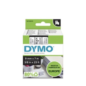 Dymo D1 Tape (9mm x 7m, Black on Clear)