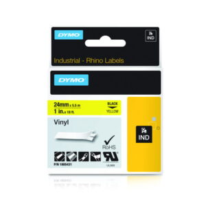 Dymo Original IND Tape for Rhino 6000 (24mm x 5,5m, Black on Yellow)​