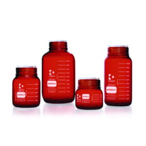 DWK Duran Laboratory Glass Bottle GLS 80 Amber Protect+ Plastic-Coated (PA12) with Dust Cap, 5000 mL​