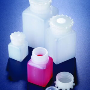 DWK 250 mL Square Wide-Neck HDPE Bottles with Lids (Pack of 10)