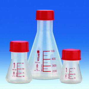 VITLAB Erlenmeyer Flask 75 ml PMP GL 45 with Screw Cap PP