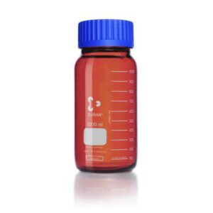 DWK Duran Thread Bottle 1000 ml, Wide Neck Amber, with GLS 80 Thread Complete