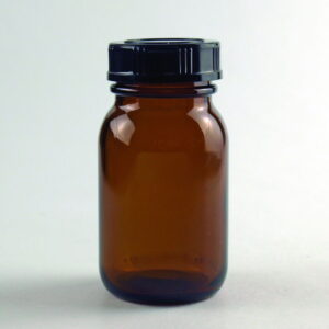 Hecht Wide-Neck Glass 300 ml, GL 55 with Thread and Screw Closure, Brown Glass