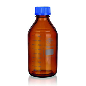Bohemia Cristal Laboratory Thread Bottle, 10000ml with Blue Cap and Effuse Ring, GL-45, Brown Coated, ISO 4796-1, Borosilicate Glass 3.3