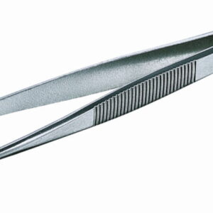 Tweezers stainless, bent, pointed, 115 mm