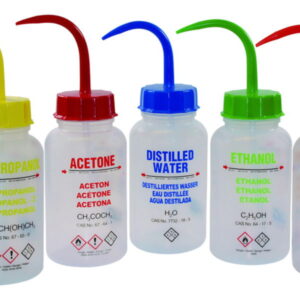 LLG Wash Bottles 500 mL Wide Neck with GHS Printing Methanol, LDPE, Pack of 5