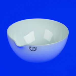 Haldenwanger Evaporating Basin 84 mm Ø Porcelain, French Form, with Spout and Flat Base