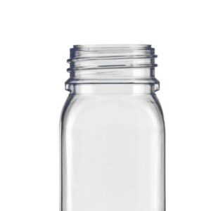Kautex Square Wide Neck Container, 100 mL, Hard PVC, Clear Cap