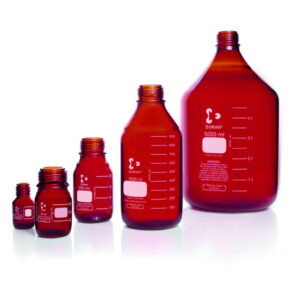 DWK Duran Laboratory Bottle, Amber Glass, Graduated, Without Screw Cap, GL25, 25 mL