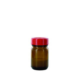 Behr Labor Wide Neck Bottle RB 50 GT, 50ml Amber Glass, with Closure and PTFE-Insert, Thread Dia. 32mm