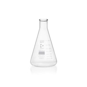 DWK Duran Super Duty Erlenmeyer Flask 2000ml, Narrow Neck, Tooled Border, 166x280mm