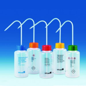 VITLAB Safety Washing Bottle 500 ml, PE-LD, GL 45, Isopropanol, VENT CAP