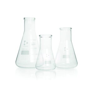 DWK Duran Super Duty Erlenmeyer Flask, 100 mL, Wide Neck, Tooled Border, 64 x 105 mm