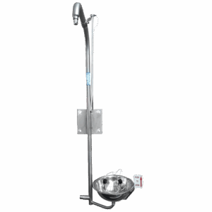 Single Wall Mounted Safety Shower with Eyewash Bowl