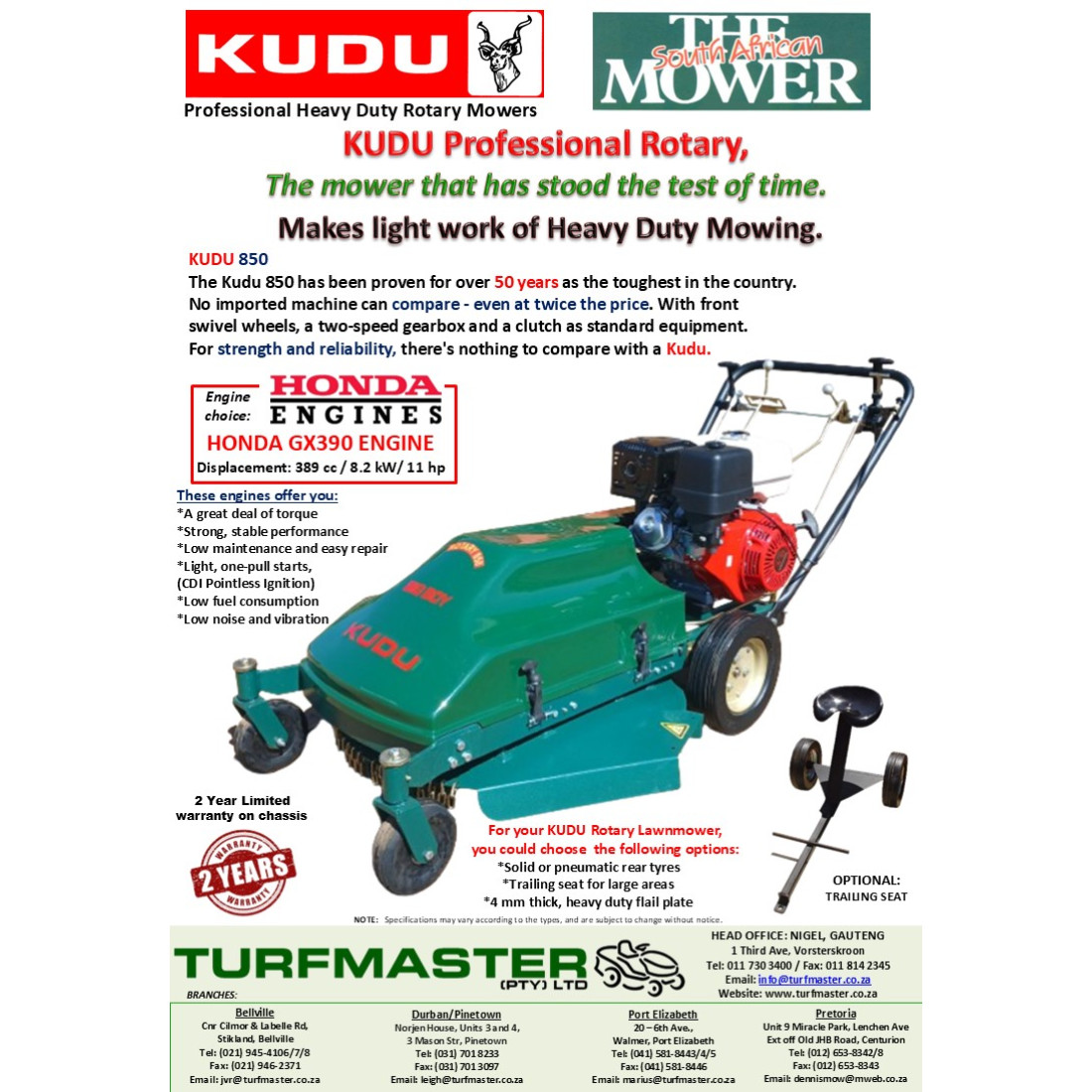Kudu 850 Industrial Lawnmower â Honda Gx390 Engine - Image 3