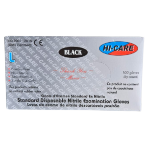 Examination Gloves – Black Nitrile POWDER FREE – BOX 100 – 5g weigh -( Minimum qty sold 10 boxes)