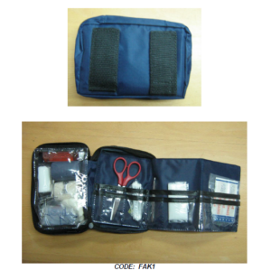 Basic First Aid Kit – Blue or Red with Velcro Closure